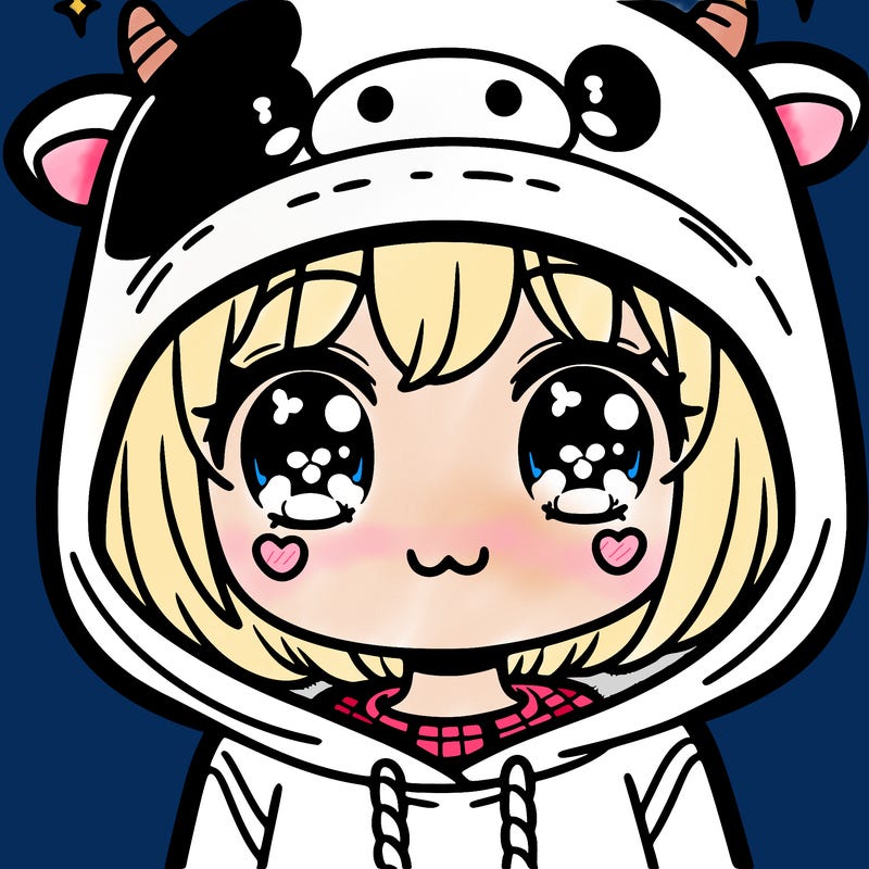 kawaii girl with cow hoodie