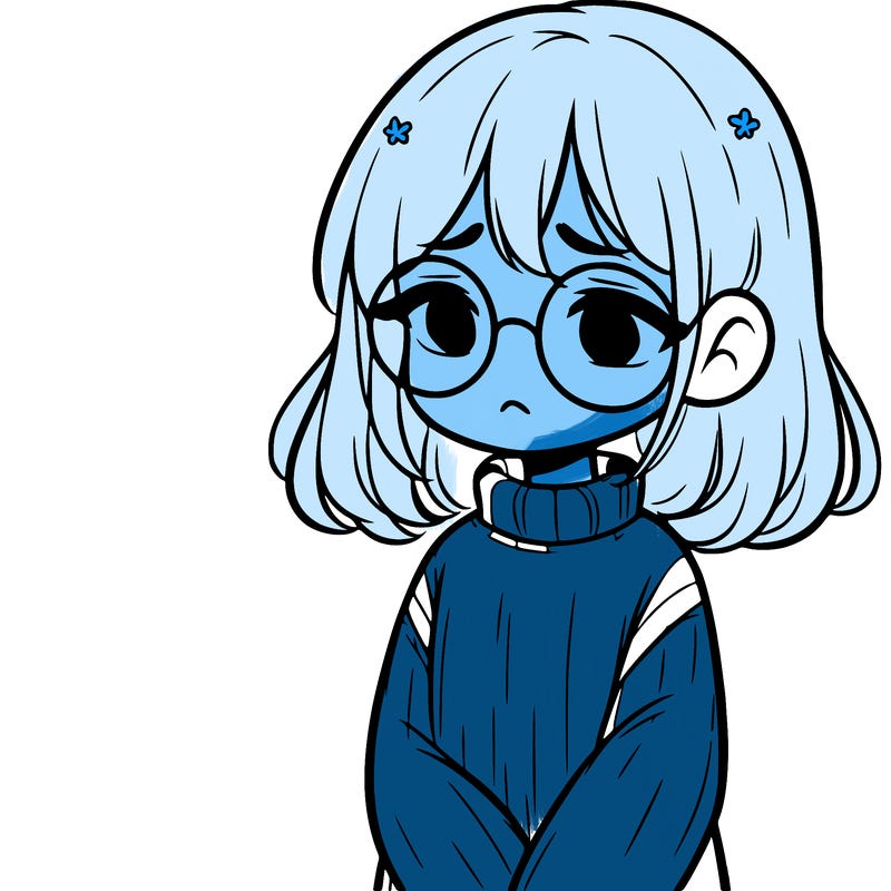 sad girl with glasses in a sweater