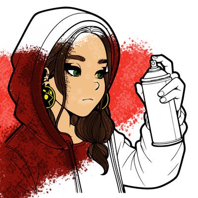 a realistic girl, spray painting