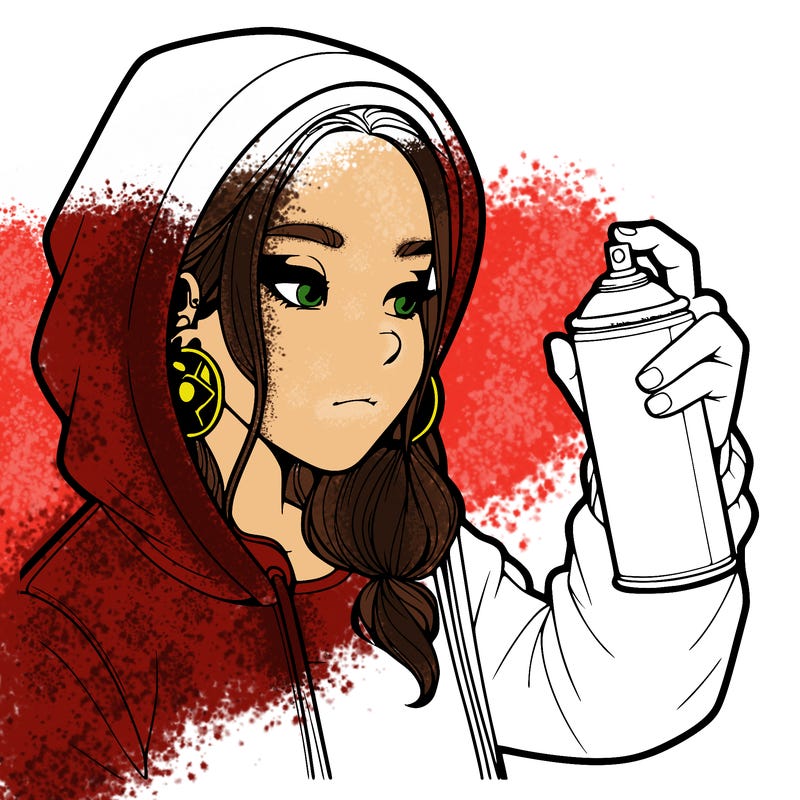a realistic girl, spray painting