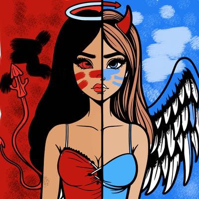 devil vs angel realistic girl