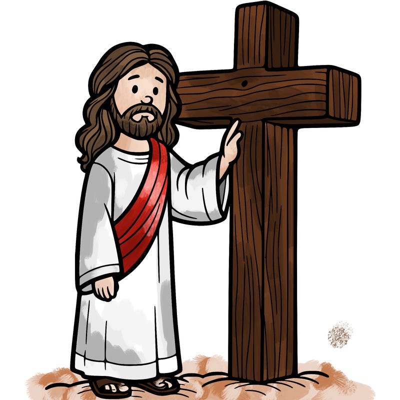 jesus standing beside the cross