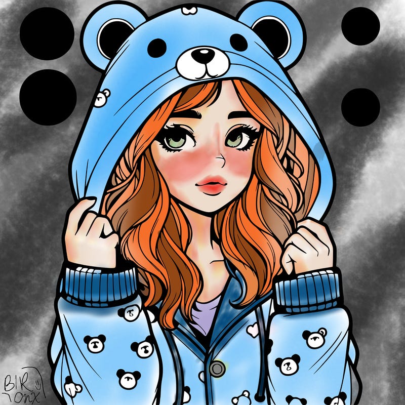 realistic girl in a animal pjs hoodie