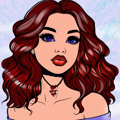 realistic girl with wavy hair and lips