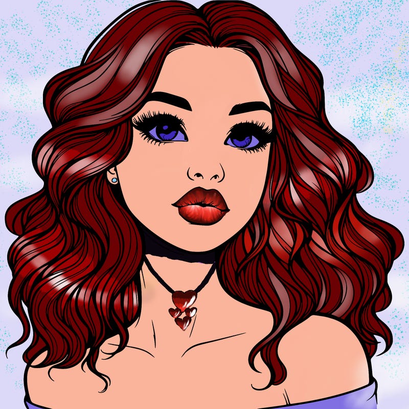 realistic girl with wavy hair and lips