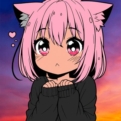shy anime catgirl