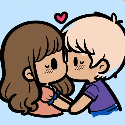 a girl and a boy kissing