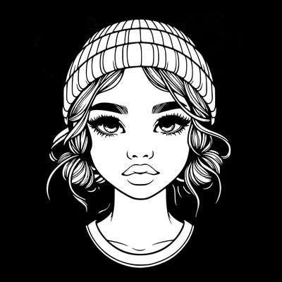 realistic girl with buns in her hair with a beanie on