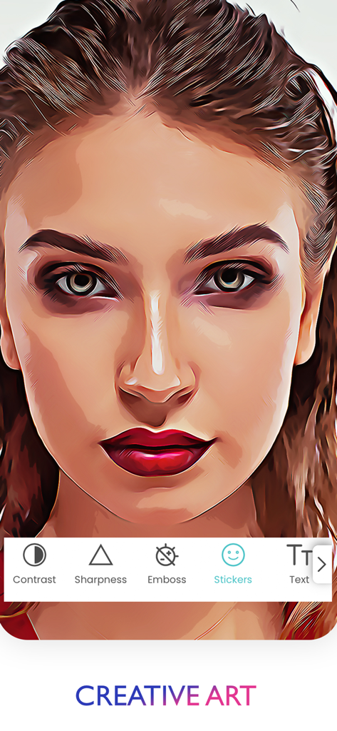 Sketch Photo Maker - Portrait of a woman with an artistic painting filter applied in the Sketch Photo Maker app