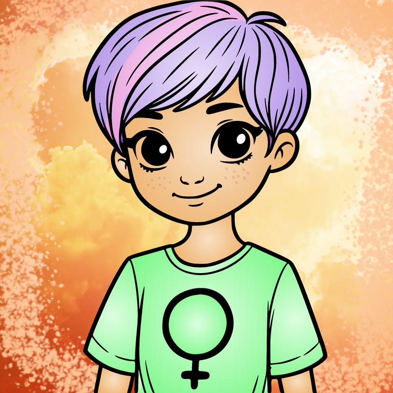 girl with pixie cut and feminist shirt