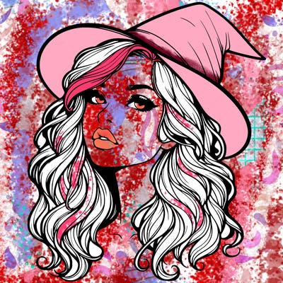 realistic witch girl with wavy hair and lips