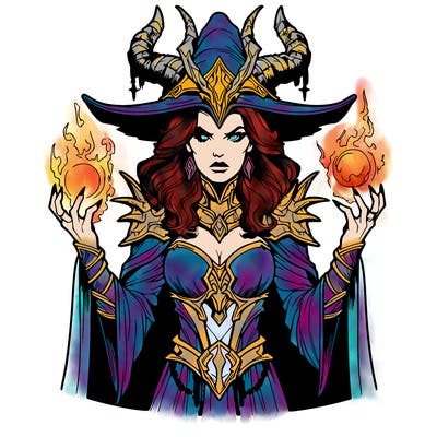 realistic evil sorceress fantasy chaos