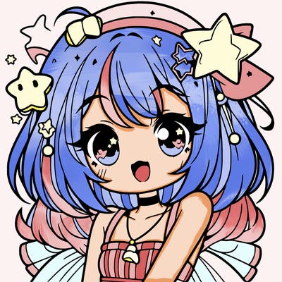 cute anime girl with star accessories