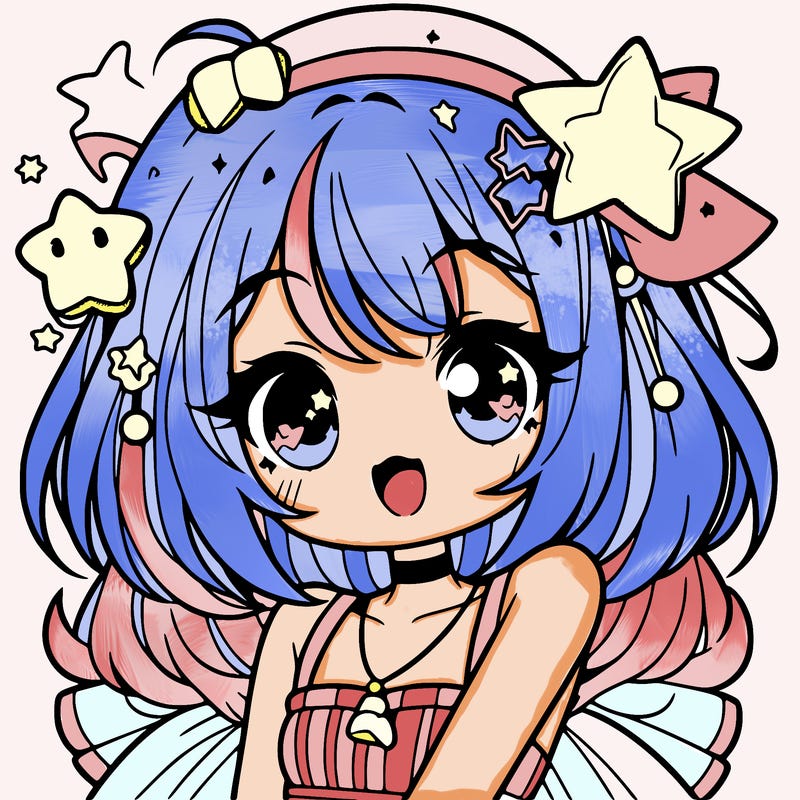 cute anime girl with star accessories