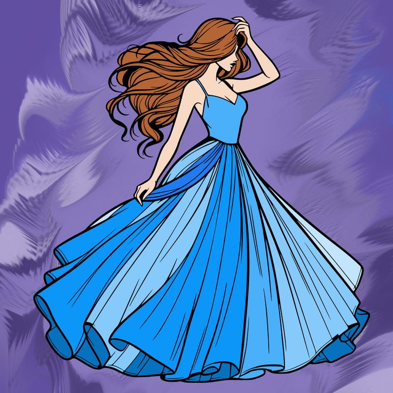 realistic woman with dress flowing in the wind