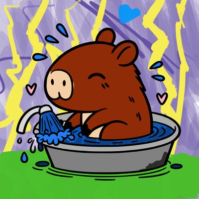 capybara taking a bath