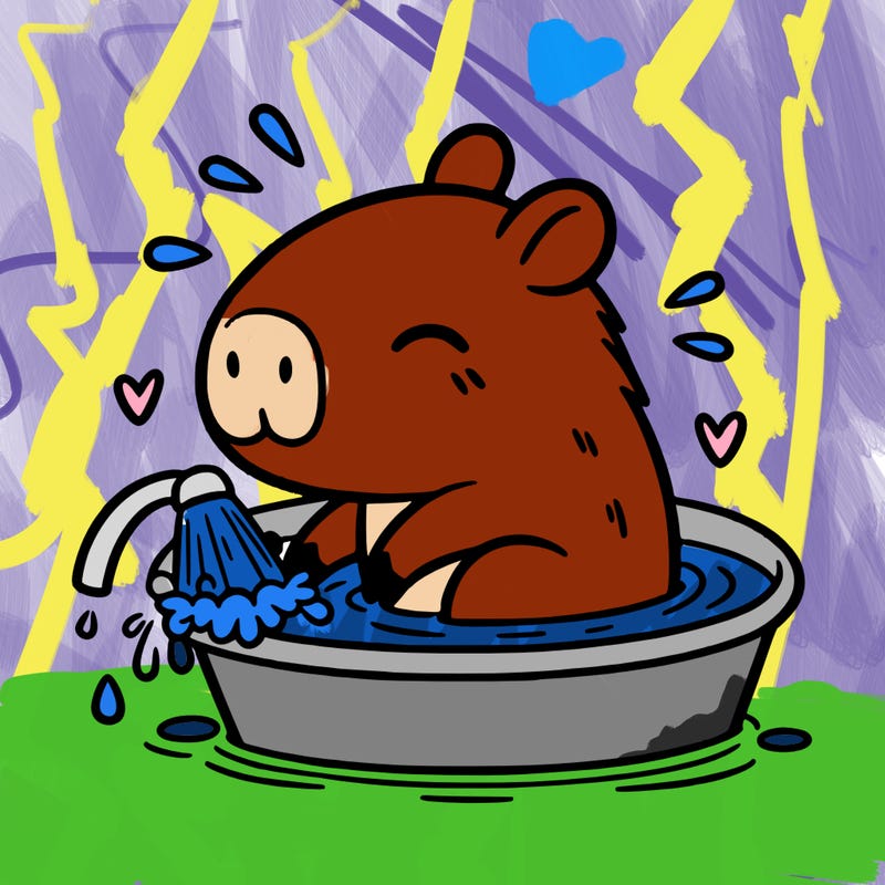 capybara taking a bath