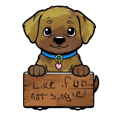 realistic puppy holding sign
