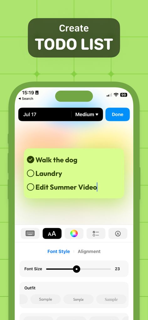 Creating a digital checklist with the Sticky Notes Widget app on an iPhone