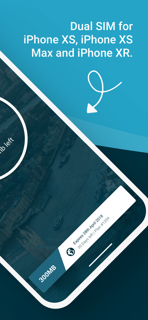 My Truphone: eSIM travel data - Captura de pantalla de la aplicación My Truphone que muestra opciones de planes de datos dual SIM para iPhone XS y XR