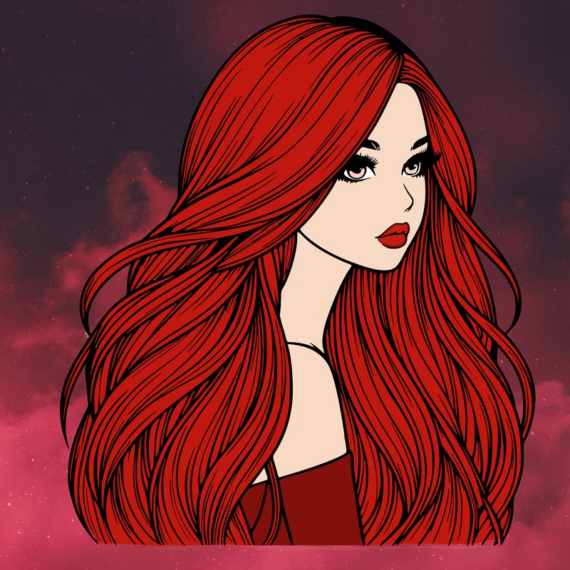 realistic girl with long realistic hair
