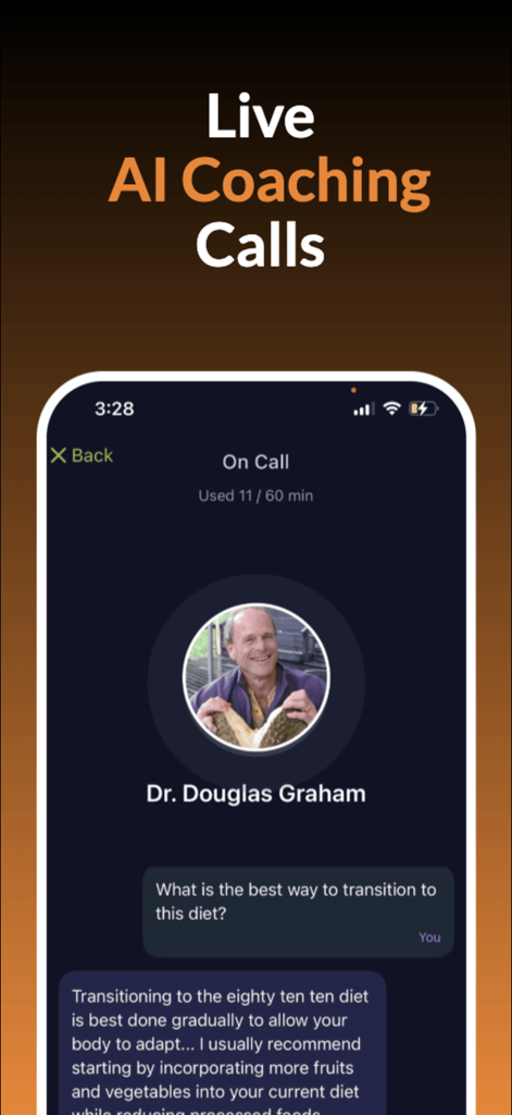 Live AI coaching call interface with Dr. Douglas Graham
