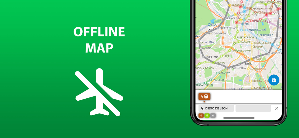 Aplicación de transporte público de Múnich que muestra la función de mapa sin conexión para una fácil navegación.