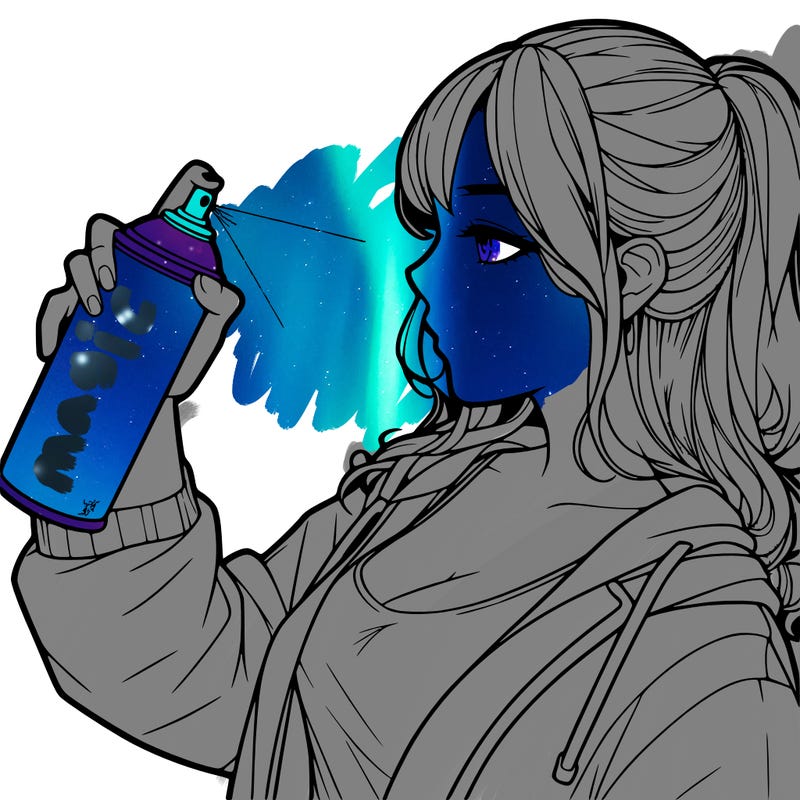 a realistic girl spray, painting