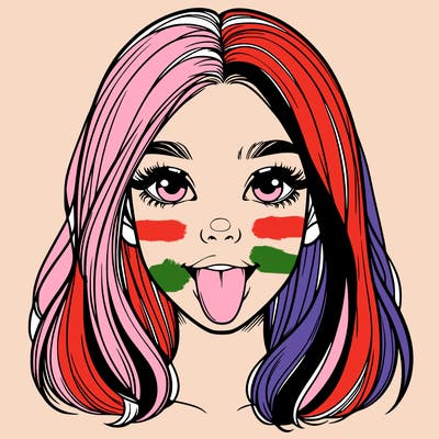 realistic girl with her tongue out