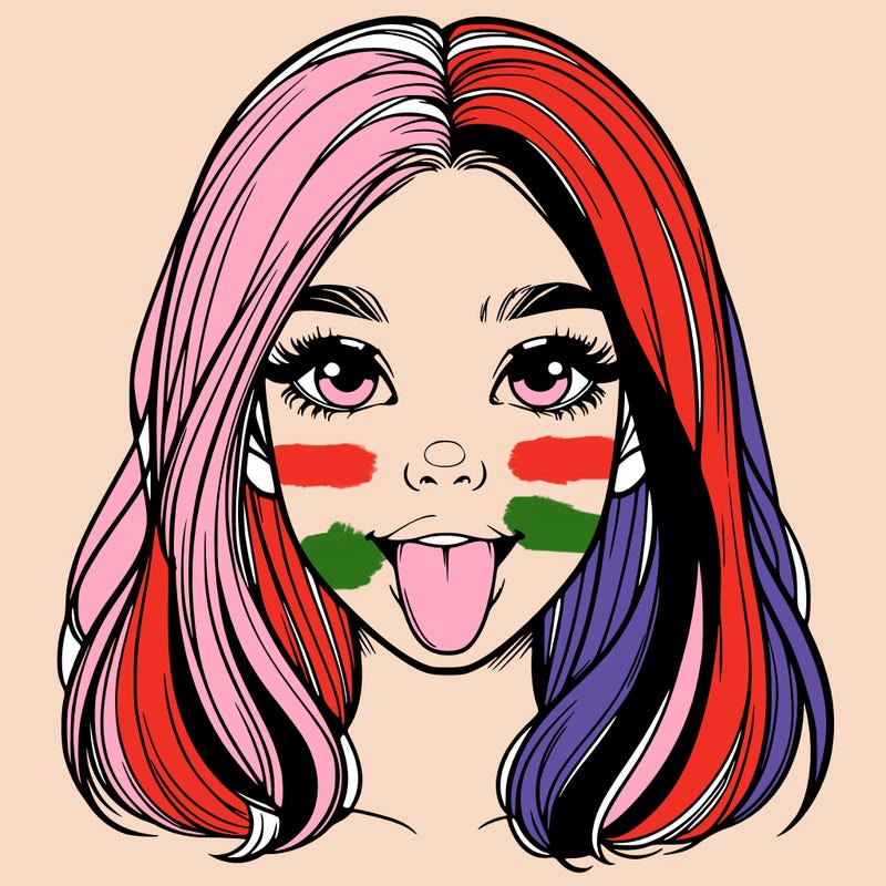 realistic girl with her tongue out