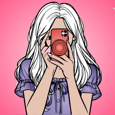 a realistic girl holding her phone taking pictures