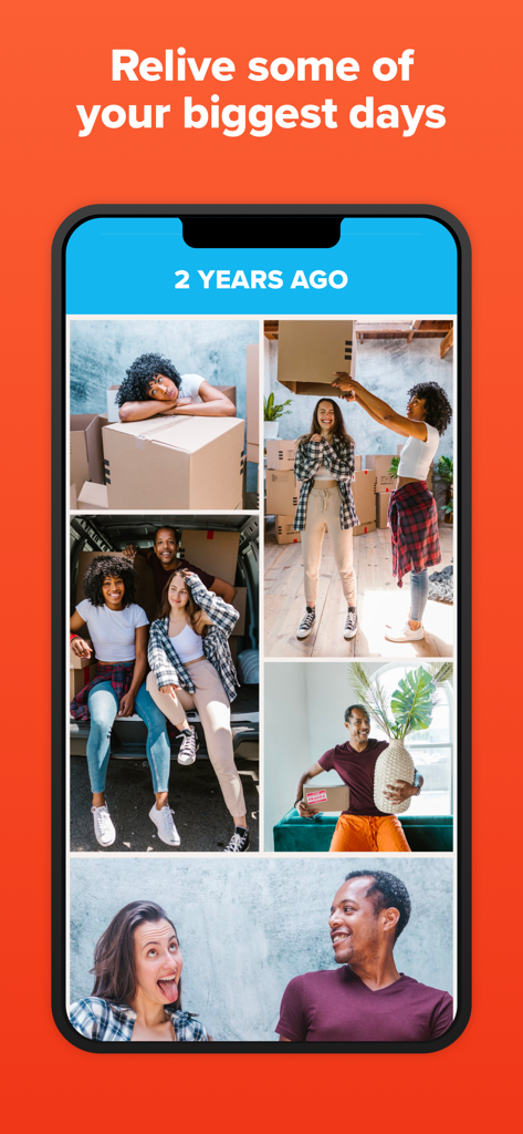 Timehop app screenshot showing a photo collage of memories from two years ago