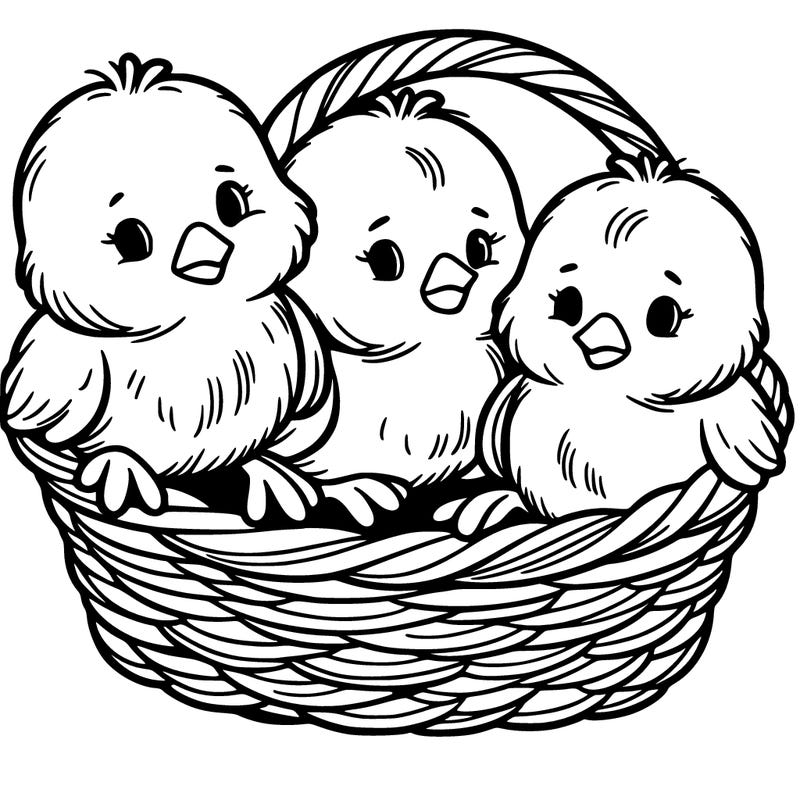 3 baby chicks in a basket