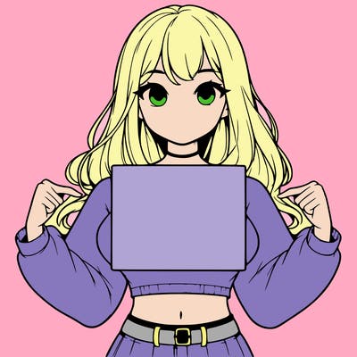 girl holding a blank sign in a long sleeve crop top