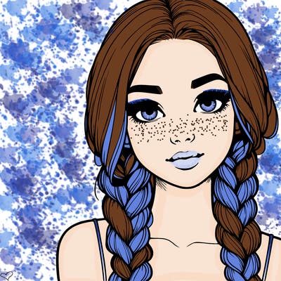 realistic girl with braids