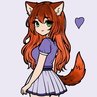 realistic girl with wolf ears and a tail