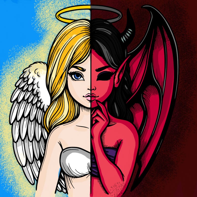 realistic angel half demon