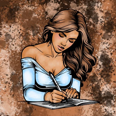 realistic female writing poetry