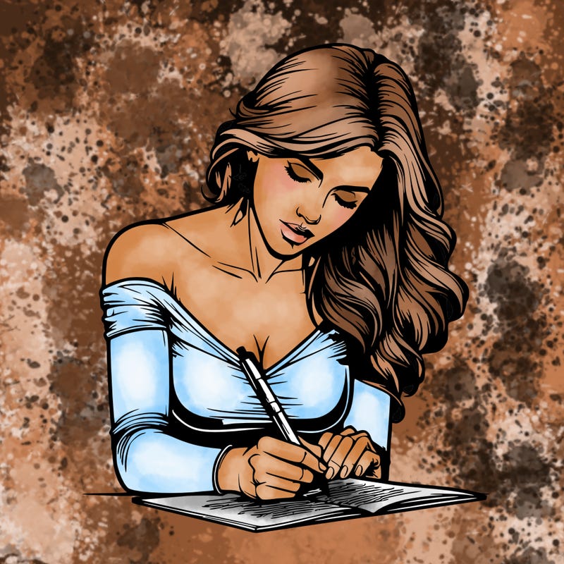 realistic female writing poetry