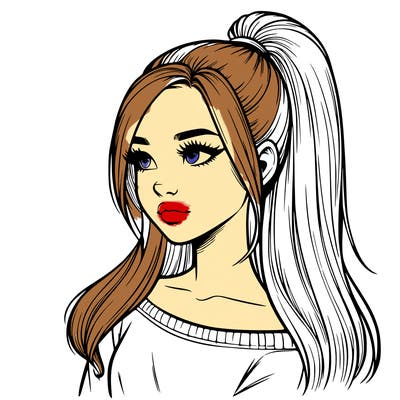 realistic girl with a high ponytail