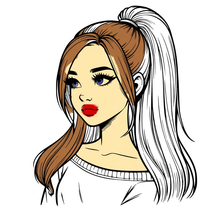 realistic girl with a high ponytail