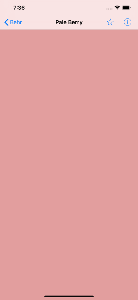 Vivid - Paint Colors - Muestra digital a pantalla completa del color de pintura Behr Pale Berry en la aplicación Vivid