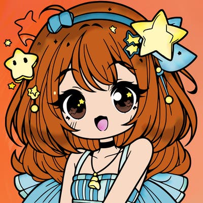 cute anime girl with star accessories