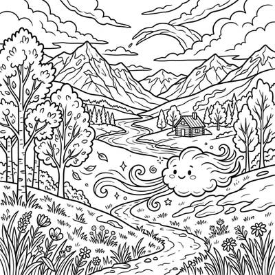 Journey to the heart of the mountains with this enchanting Chinook wind full scene coloring page! Designed for kids, it offers a delightful natural landscape awaiting your creative touch.