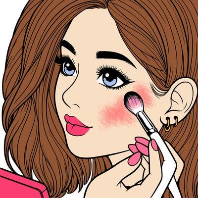 a realistic girl doing her makeup