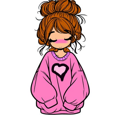 girl with baggy sweatshirt and messy bun
