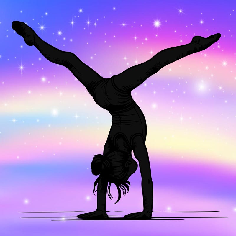 realistic gymnastic hand stand girl in four splits