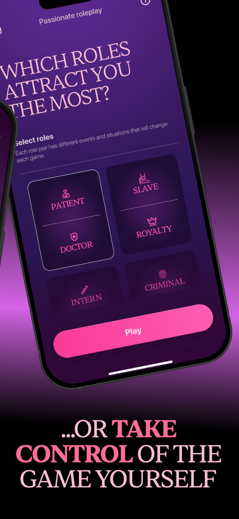 Fuego: Hot Spicy Couple Games - Interface para selecionar cenários de roleplay apaixonados na aplicação de jogos para casais Fuego.