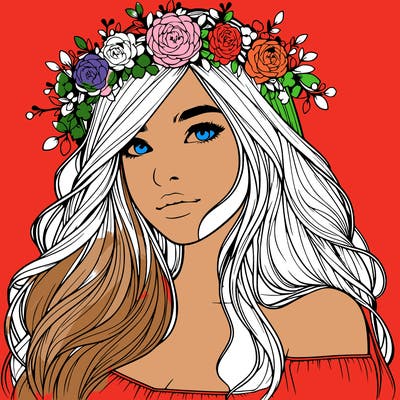 realistic girl with flower crown
