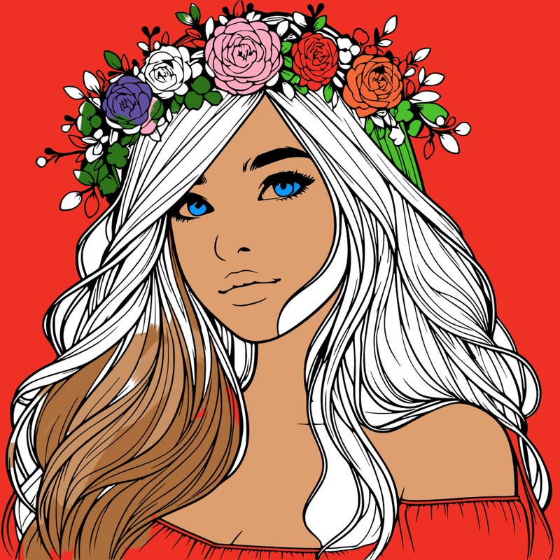 realistic girl with flower crown